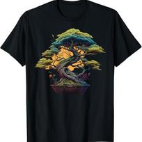 Bonkei Miniature tree on Japanese Bonsai T Shirt S įvairiaspalvis