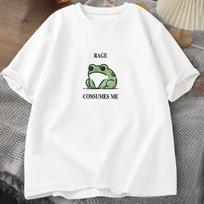Rage Consumes Me Frog Vintage T Shirt Women Tee Nature Lover Silly Frog Retro T-Shirt Women Clothing Short Sleeve Top S įvairiaspalvis
