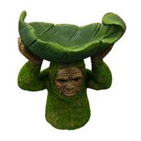 Green Orangutan Bird Feeder, Outdoor Wall-mounted Bird Feeder, Garden Sculpture Wild Bird Feeder, Decorative Bird Feeder for Backyard Tree Fence Wall žalia
