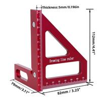Carpenter Square - Multi-angle Set Square Precision T-square Aluminum Scribing Ruler for Woodworking, Construction and Engineers raudona