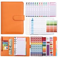 Macaron Colorful Binder Ledger PU Leather Money Binder Organizer  Office Worker oranžinė