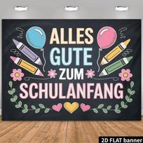 2D German First Day of School Backdrop,  Alles Gute zum Schulanfang  Blackboard Theme for Kids Party 47.2x31.5inch/120*80cm