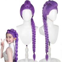 Costume Wigs Cosplay for Kids, Rumi Mira Zoey Costume Wigs Purple Braids Wig Halloween Cosplay Props, Anime Cosplay Wig A