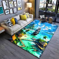 Tropical paradise pirate ship adventure carpet Yoga living room room decor children's crawling mat doormat area rug 40x60cm