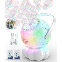 Upgraded Rechargeable Bubble Machine - Bubble Maker for Kids with 7 Color LED Light, Large Bubbles, 20.3oz Capacity, Type-C Charge - Outdoor Toys Gift