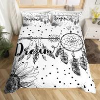 Dream Catcher Bedding Set Boho Mandala Duvet Cover Twin King,Exotic Tribal Feather Comforter Cover Starry Sky Galaxy Quilt Cover 135x200cm