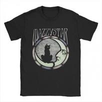 American Street Mazzy Star Moon and Cat Men's T-shirt Summer Casual Fashion Suitable for Both Men and Women S