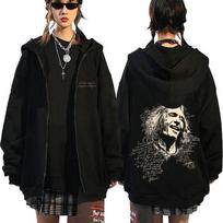 Rock Band Face Graphic Zipper Hoodie Men Women Fashion Hip Hop Gothic Zip Up Jacket Male Oversized Zip Up Sweatshirt M