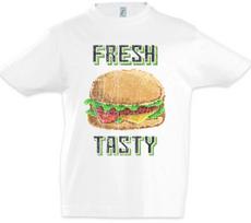 Fresh Tasty Kids Boys kids boys T-Shirt Burger Barbecue Pixel Hamburger Chef Bun 100