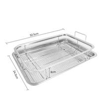 Baking Tray Oil Frying Baking Pan Stainless Steel Non-stick Chips Basket Baking Dish Grill Mesh Square Frying Colander sidabras