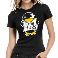 Free Hugs Penguin Cute Fun Comedy Cartoon Fun Lady Women Girlie T-Shirt Mens Womens Tees Top M