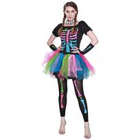 Moterų Funky Punk Bones kostiumai Skeleton Spalvinga Tutu suknelė M