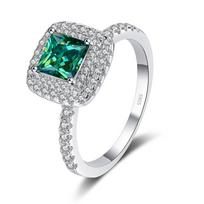 Bague Ringen Prabangus, 1 CT, moissanito sužadėtuvių žiedas princesės kirpimo sužadėtuvių žiedas, vintažinis pažadas, papuošalas, dovana moterims 1ct No.5 žalia