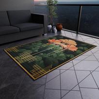 Art Deco Kilimas Laukui Gėlių Dizaino Kilimas Gamtos Mėgėjams Vešliai Žalias Sodo Oazės Grindų Dekoras Balkono Neslystantis Kilimas 40X60cm-16x24in