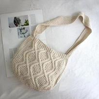 Crochet Womens Shoulder Bags Ladies Designer Knitted Handbags Tote Summer Beach Boho Bag Purses Shopper Satchel MIT 28x9x30cm smėlis