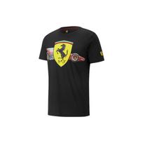 PUMA Ferrari Racing Series Logotipo Spaudinio Trumpomis Rankovėmis Marškinėliai Vyriški Viršutiniai Drabužiai Juodi 535851-01 M
