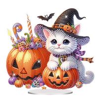 Acrylic Halloween Cute Cat Diamond Painting Tabletop Ornaments Kit Diamond Painting Desktop Decorations Home Bedroom Decoration