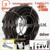 Profesionalus 16 mm spyruoklinis kanalizacijos valymo įrankis - vamzdžių valytuvas 3m Spring (Infinitely Extendable)