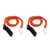 2pcs Kayak Paddle Leashes Stretchable Safety Canoe Paddle Leash Kayak Accessories with Belt Buckle and Hook Orange