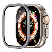 For Apple Watch Ultra Screen Protector 49mm accessories Titanium Alloy Frame+HD Tempered Glass Cover Protective iWatch ultra 2 Ultra 49mm sidabras