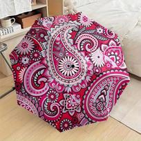 Folding Umbrella The umbrella features a vibrant paisley pattern with intricate floral and mandala designs, prominently showca