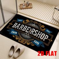 Barber Shop Theme Mat Non-Slip Barber Pole & Barber Tools Print Floor Mat for Salon Entrance, Home Mat in Barber Shop Colors 40cm x 60cm