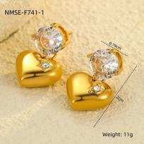 GEMCHIC Women's Stainless Steel Love Heart Zircon Drop Earrings Gold Plated Ti Steel Stud Earrings Fashion