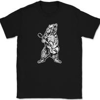 Bear Playing Guitar T-Shirt Mens Womens Tees Top Tee Funny Band Rock Novelty gift L