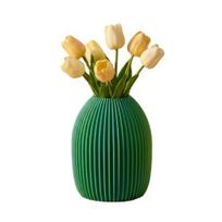 3D Printed Vase Modern Flowers Vase Decorative Ribbed Textured Flower Vase for Dried & Fresh Flowers Farmhouse Coffee Table Kitchen Centerpieces