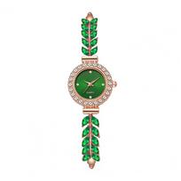 Slim Strap Ladies Quartz Watch Round Dial Rhinestone Watch Women Quartz Watch  Business Occasion žalia
