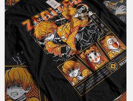 Agatsuma Zenitsu Demon Slayer Anime Manga Tanjiro Kimetsu no Yaiba T-Shirt XXXL