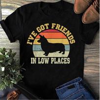 Retro Vintage Corgi Corgi Mom I've Got Friends In Low Place Women T Shirt Cotton Tops S juoda