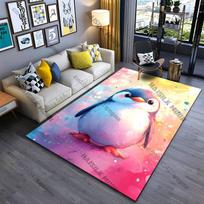 Cute penguin vibrant colorful artwork carpet Yoga living room room decor children's crawling mat doormat area rug 40x60cm