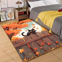 Multiple sizes Black cat autumn leaves fence Carpet for Living Room Bedroom Sofa Home Decor Rus Non-slip Floor Mat Luxury Gift 40x60cm
