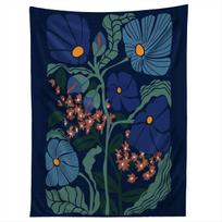 KLIMT FLOWER DARK BLUE tapestry 75x100 juoda