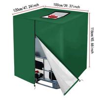 210D Dustproof IBC Tote Cover 1000L Outdoor Waterproof Insulated Barrel Protector 120x100x116cm žalia