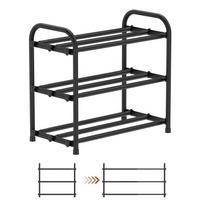 3 Tiers Expandable Metal Shoe Rack Household Multi-storey Telescopic Shoe Storage Shelf for Entryway Hallway Door Space Saving juoda