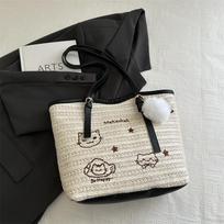Woven Straw Tote Bag for Women Beach Shoulder Handbag Large Capacity Commuter Bag juoda