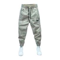 Vyriškos haremo kelnės, raišteliai, elastingas juosmuo, plonas, plonos, elastingos, vientisos spalvos kišenės, vyriškos ilgos kelnės. 2XL chaki