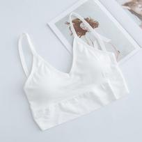 Seamless Thread Large U Back Chest Strapless Women's Sports Bra Without Steel Rings Breathable Backless Base Bra Underwear ONESIZE balta