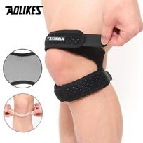 Aolikes Adjustable Patella Knee Strap Double Compression Pads Support For Running Basketball Football Cycling juoda pilka spalva