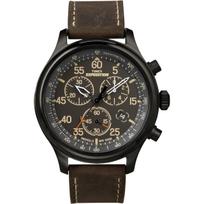 TIMEX Expedition Field Chronograph Juodas Ciferblatas Rudo Odos Dirželis T49905 Laikrodis [Timex] Vyriškas [Įgaliotas Importuotojas]