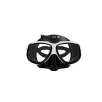 Snorkeling Mask with Action Cam Mount Dry Snorkel Set Comfortable Silicone Diving Goggle for Travel Easy Breathing Black + White