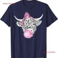 Bubble Gum Highland Cow Women Girls Heifer Farm Lover T Shirt  vintage Washed Stylish graphic streetwear Casual Slightly S įvairiaspalvis