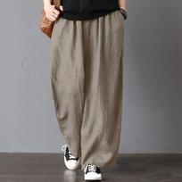 Didelio dydžio laisvalaikio medvilninės lininės kelnės, moteriškos, senovinės haremo kelnės, madingos, vasarinės sportinės kelnės M chaki