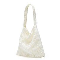 White Hollow Lace Design Tote Bag, Sweet and Fashiable Large-Capacity Women's Shoulder Handbag (30cm<Max Length<50cm) smėlis