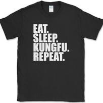 Eat Sleep Kung Fu Repeat T-Shirt Mens Womens Tees Top Funny Martial Arts Hobby Sports Fitness Tee S