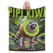 Italian Brainrot Internet Meme Pipi Kiwi Raccoon AI Generate Blankets Soft Bedding Throws Winter Bedroom Aesthetic Bedspread 80x120cm(31x47inch)