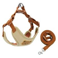 Cute Cat Chest Strap Vest Adjustable Dog Harness Pet Harness Leash  Outdoor Walking Travel M smėlis