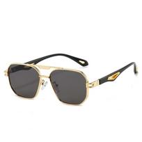 Retro Double Bar Sunnies Sunshade Eyewear Anti-UV Glasses Unisex Polarizing Lens Sunglasses  Beach Style 1